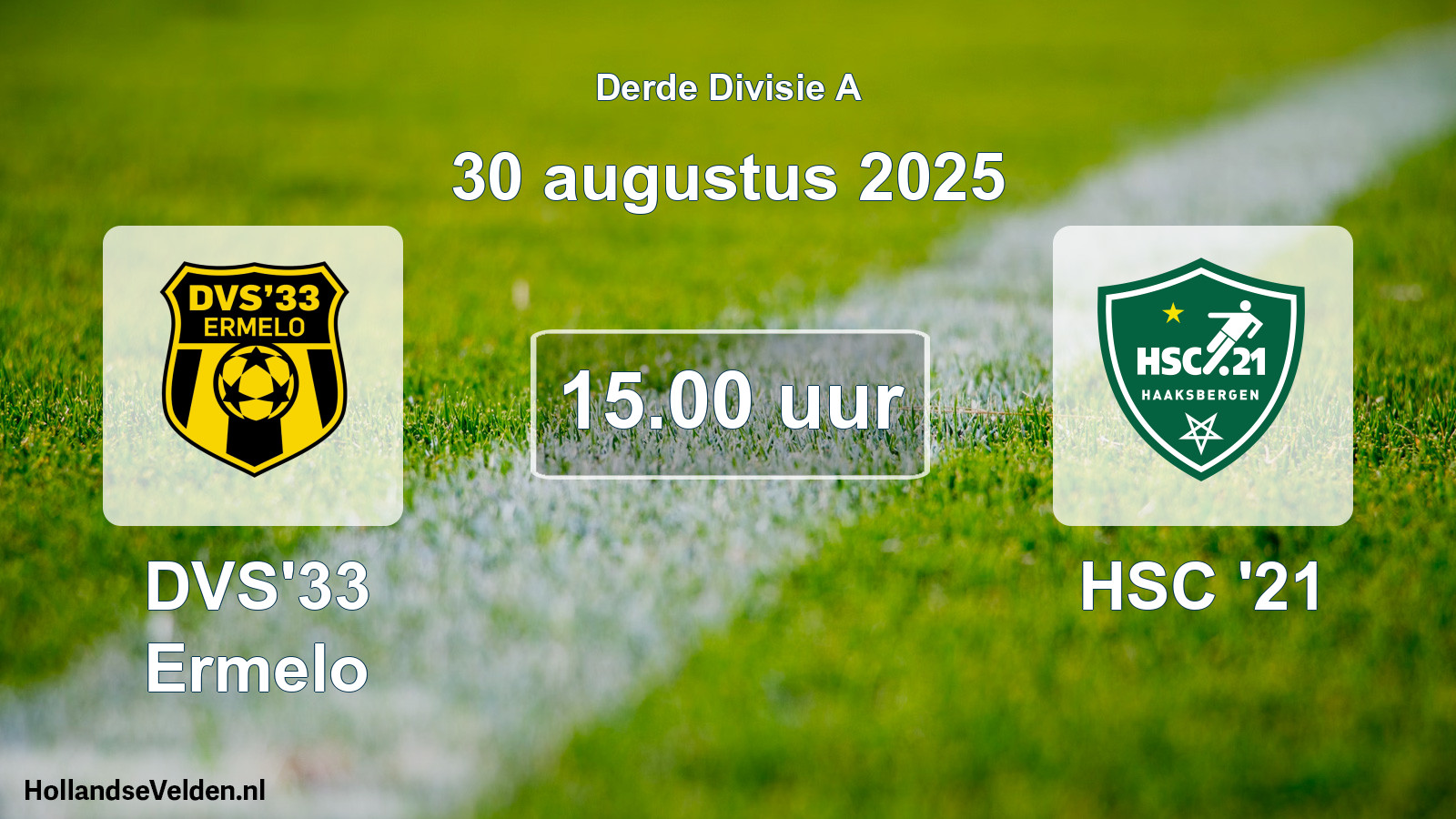 Geplande wedstrijd: DVS'33 Ermelo - HSC '21 (30 augustus 2025)