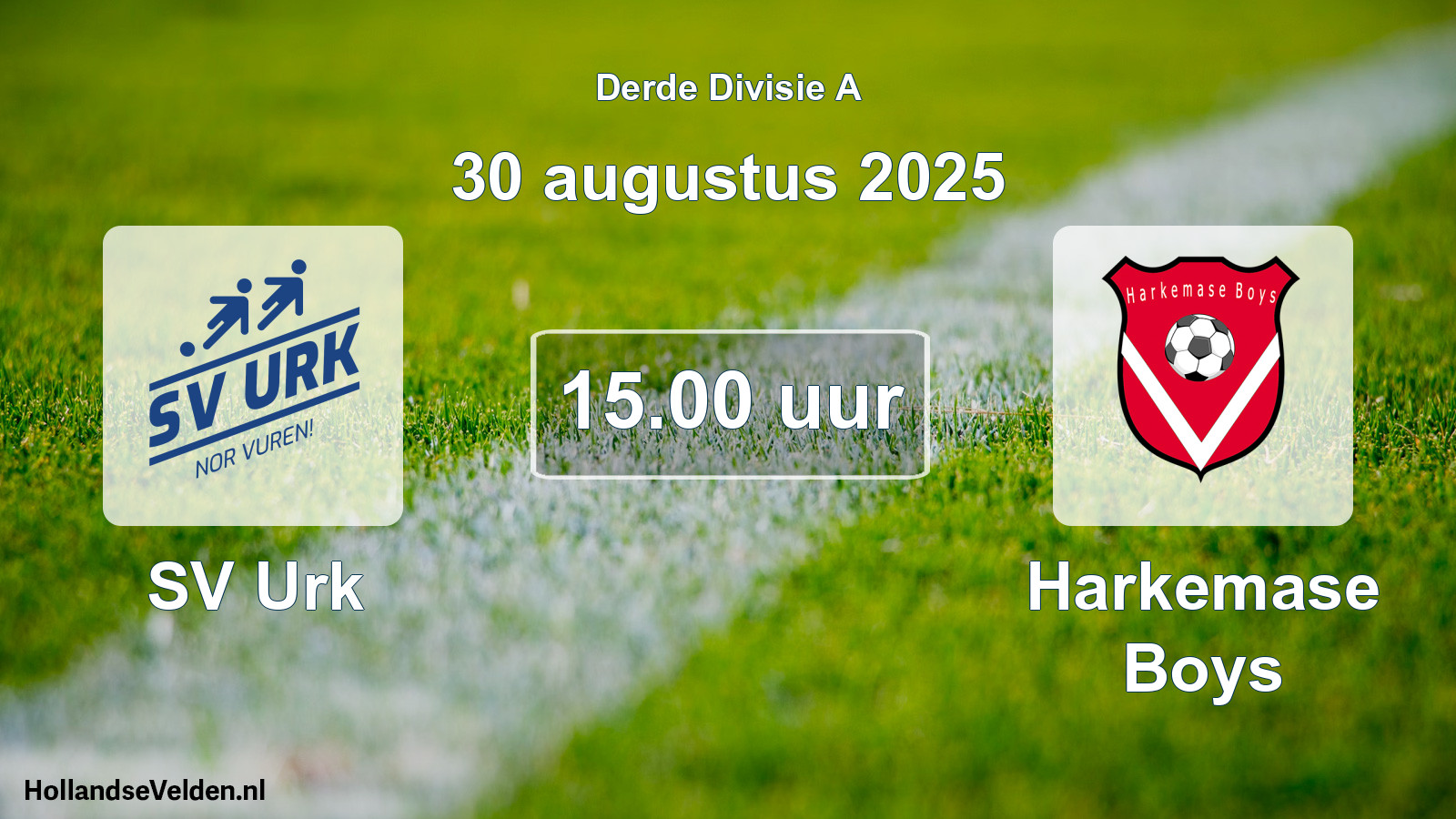 Geplande wedstrijd: SV Urk - Harkemase Boys (30 augustus 2025)