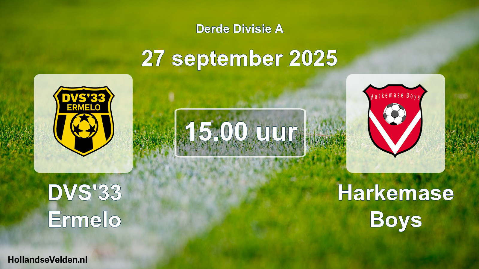 Geplande wedstrijd: DVS'33 Ermelo - Harkemase Boys (27 september 2025)