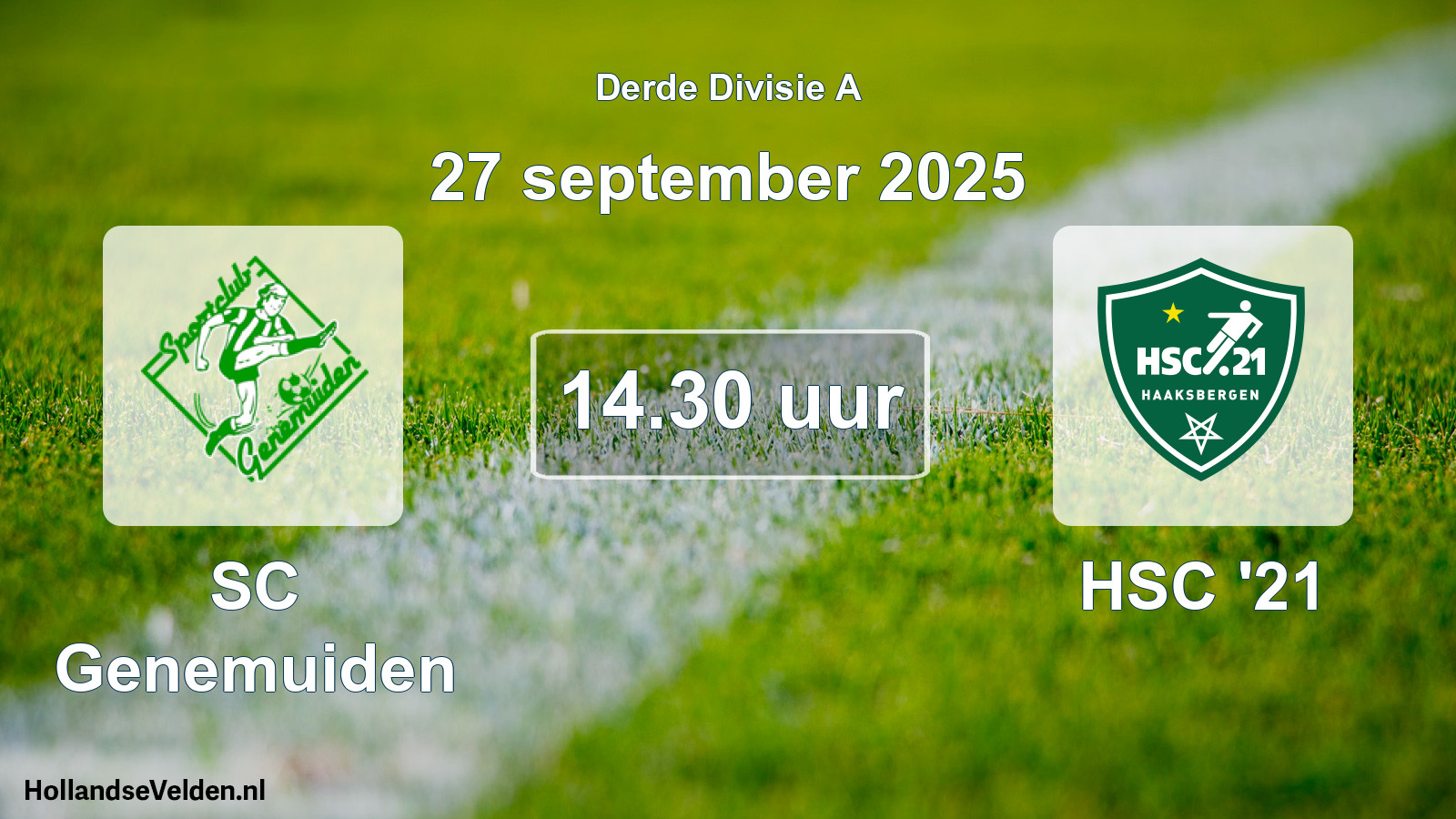 Geplande wedstrijd: SC Genemuiden - HSC '21 (27 september 2025)