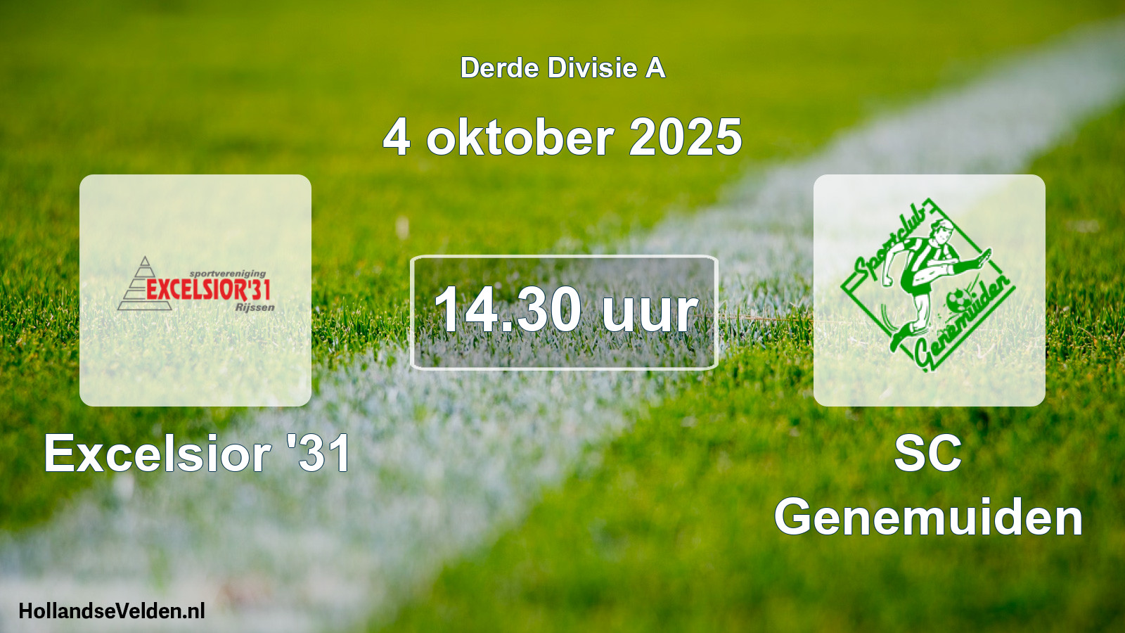 Geplande wedstrijd: Excelsior '31 - SC Genemuiden (4 oktober 2025)