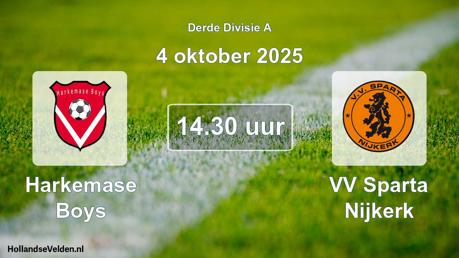 Geplande wedstrijd: Harkemase Boys - VV Sparta Nijkerk (4 oktober 2025)