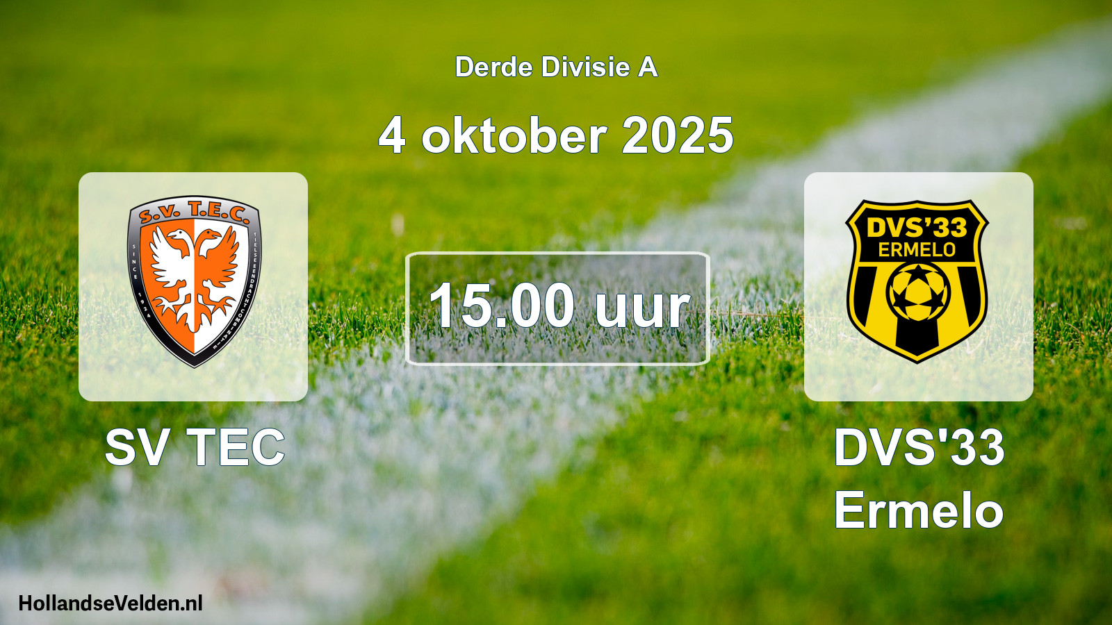 Geplande wedstrijd: SV TEC - DVS'33 Ermelo (4 oktober 2025)
