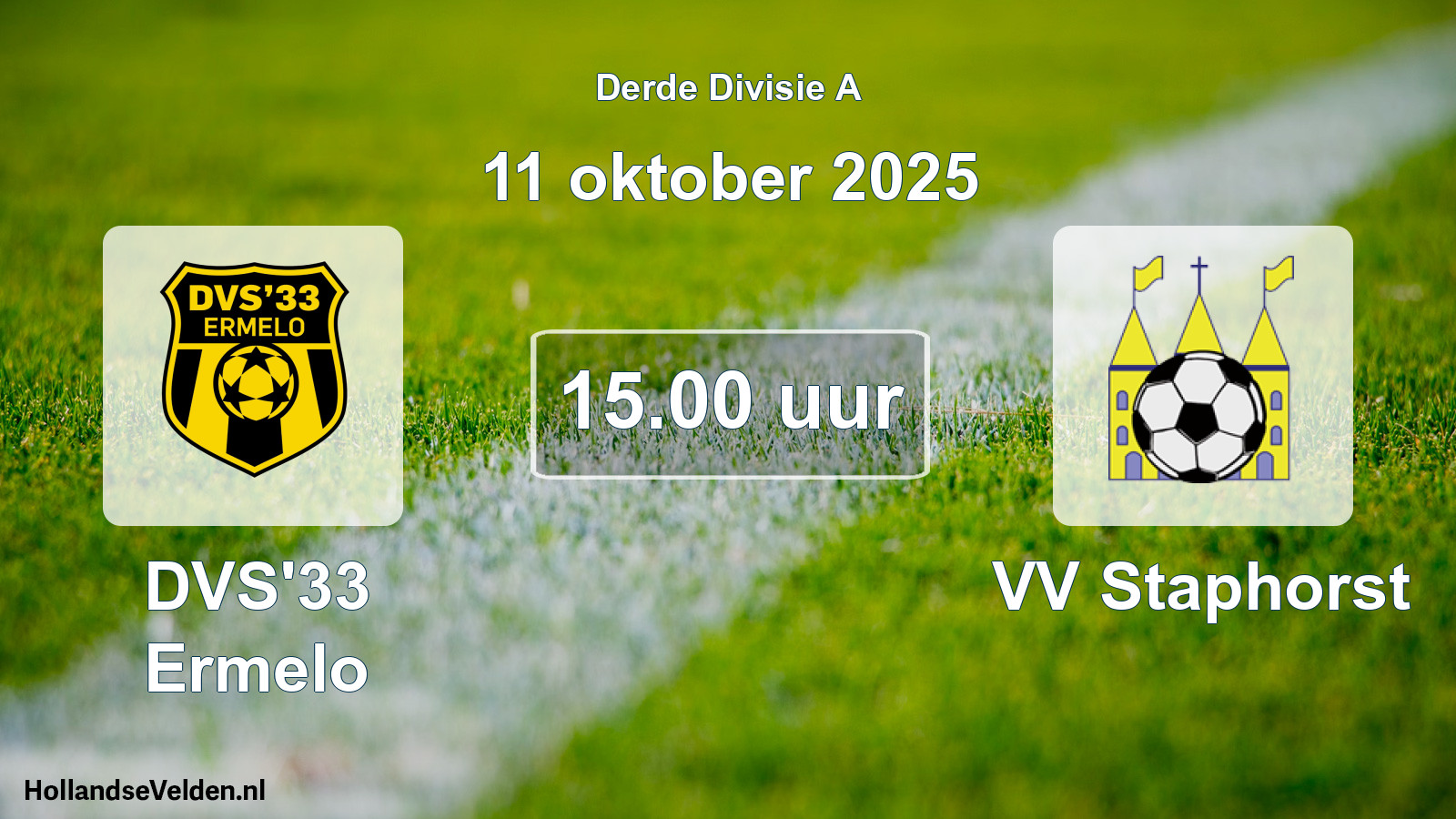 Geplande wedstrijd: DVS'33 Ermelo - VV Staphorst (11 oktober 2025)