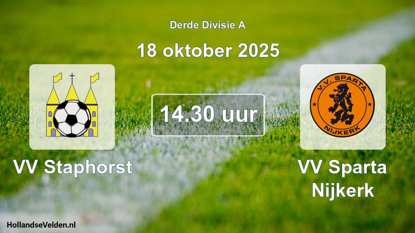 Geplande wedstrijd: VV Staphorst - VV Sparta Nijkerk (18 oktober 2025)