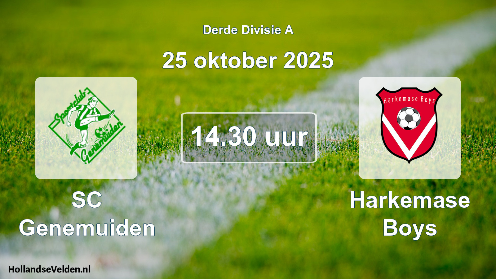 Geplande wedstrijd: SC Genemuiden - Harkemase Boys (25 oktober 2025)