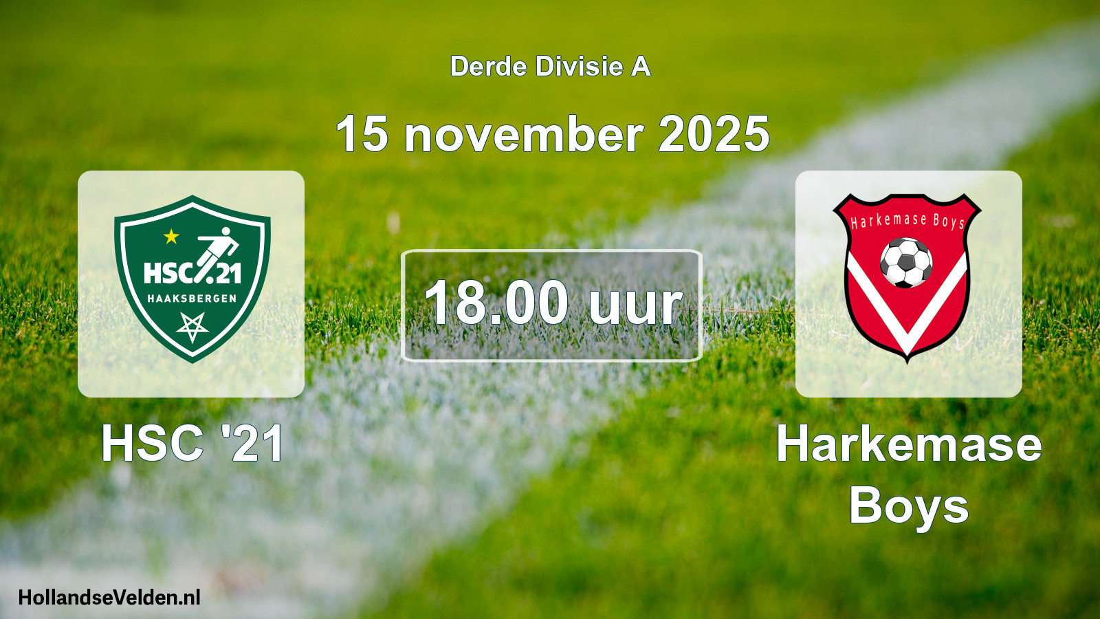 Geplande wedstrijd: HSC '21 - Harkemase Boys (15 november 2025)