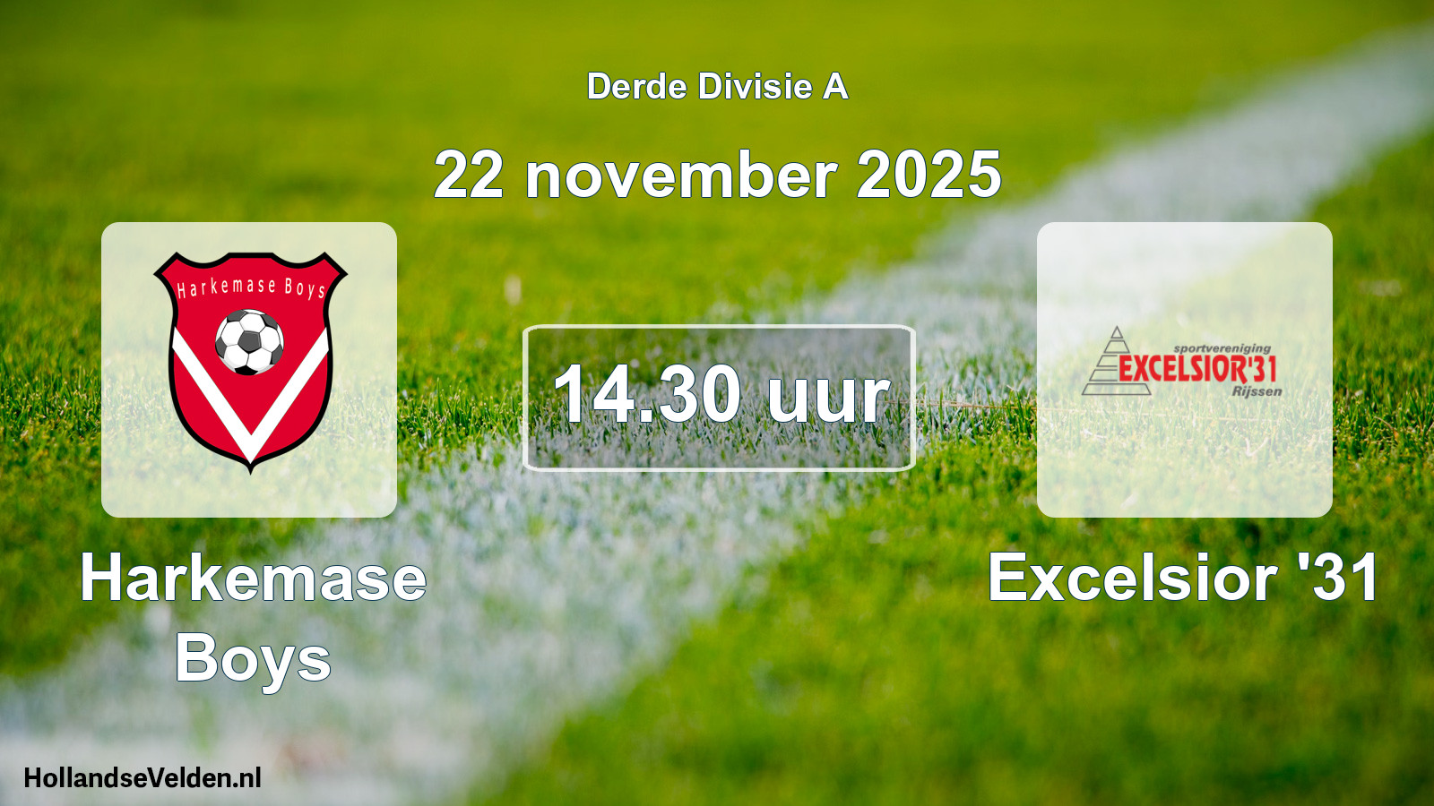 Geplande wedstrijd: Harkemase Boys - Excelsior '31 (22 november 2025)
