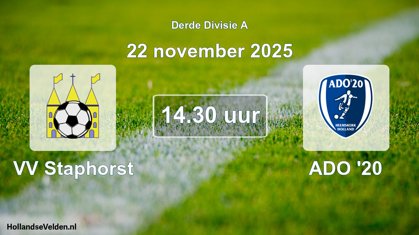 Geplande wedstrijd: VV Staphorst - ADO '20 (22 november 2025)