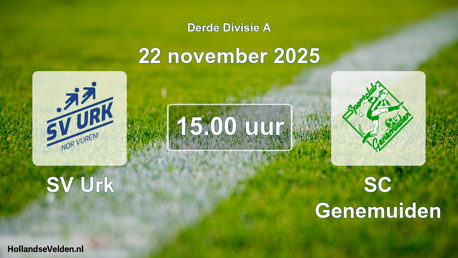 Geplande wedstrijd: SV Urk - SC Genemuiden (22 november 2025)