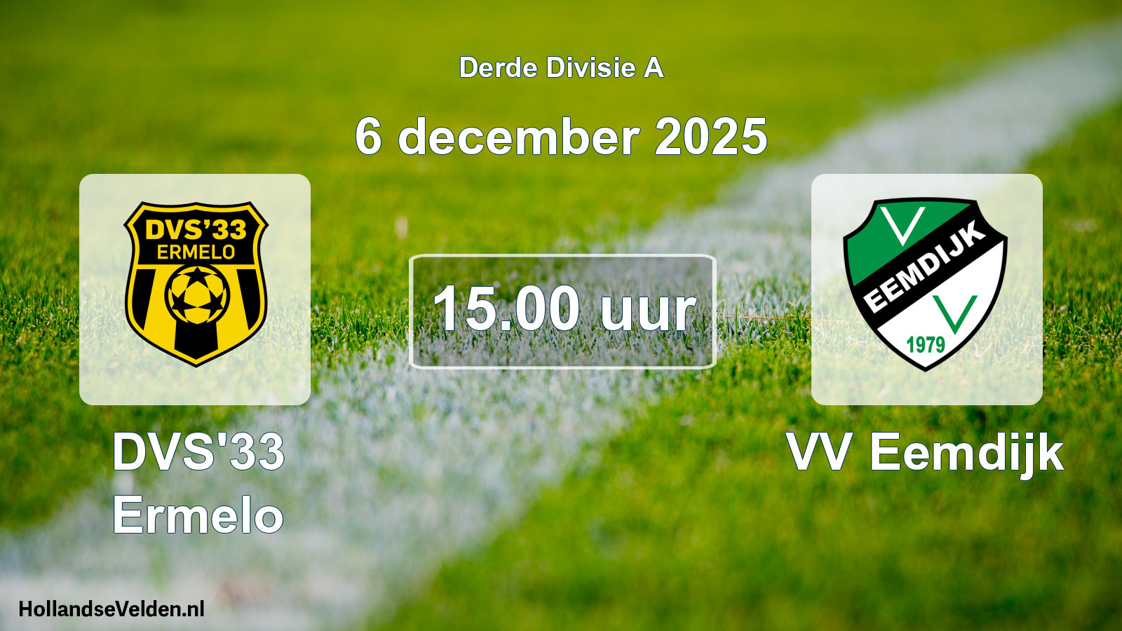 Geplande wedstrijd: DVS'33 Ermelo - VV Eemdijk (6 december 2025)