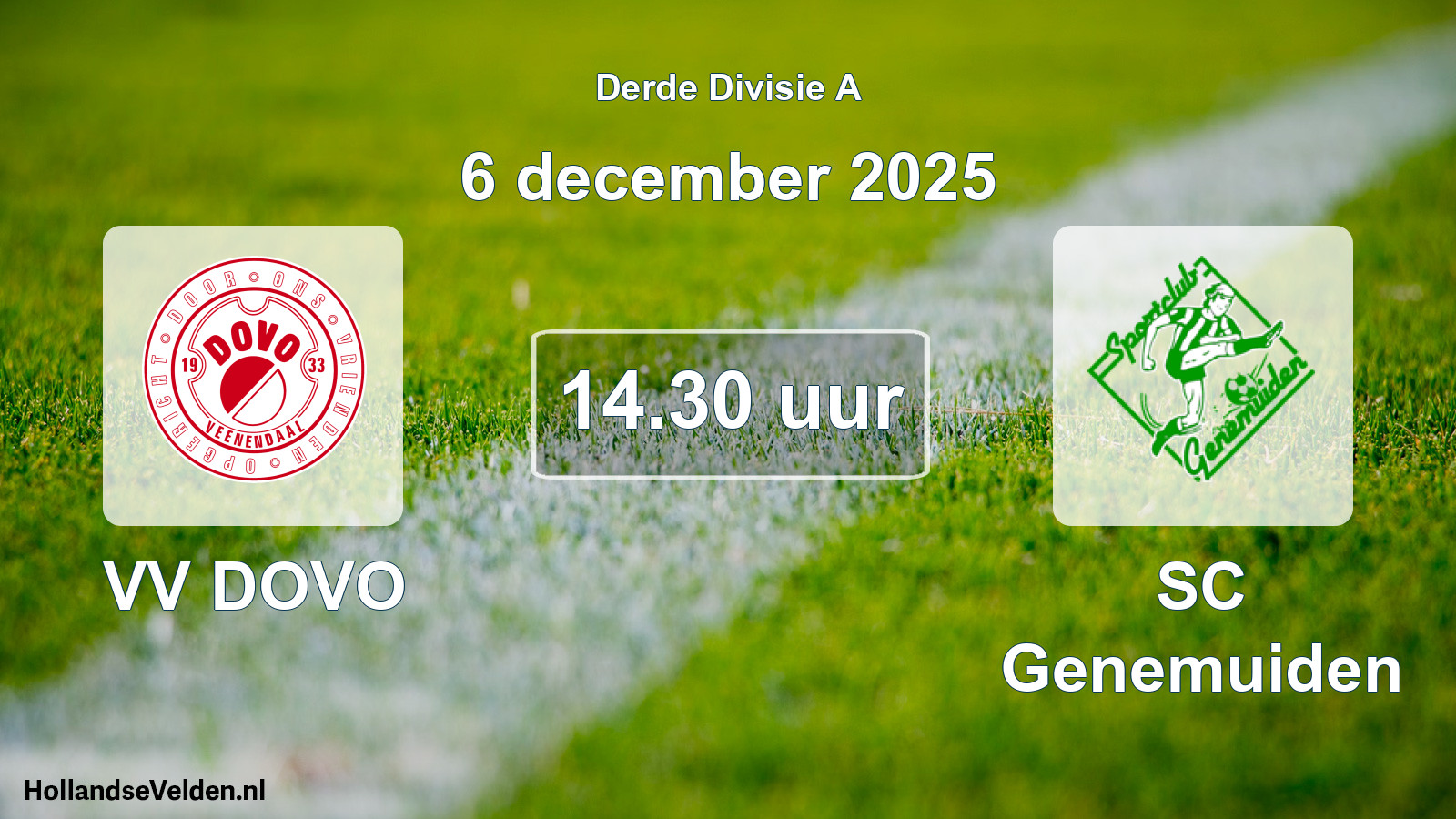 Geplande wedstrijd: VV DOVO - SC Genemuiden (6 december 2025)