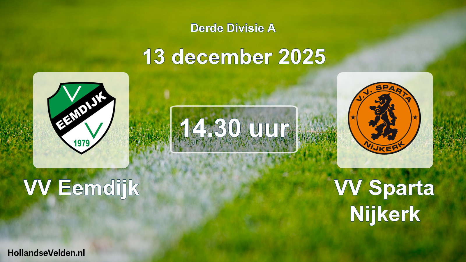 Geplande wedstrijd: VV Eemdijk - VV Sparta Nijkerk (13 december 2025)