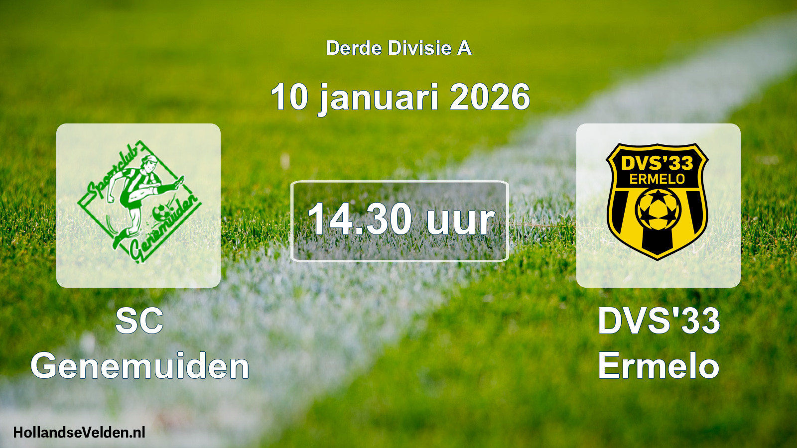 Geplande wedstrijd: SC Genemuiden - DVS'33 Ermelo (10 januari 2026)