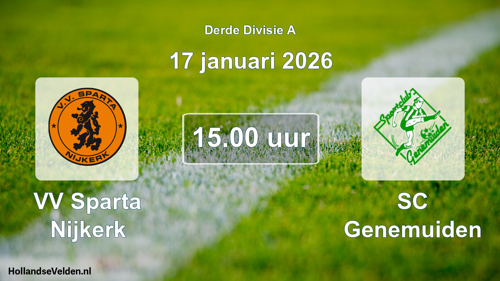 Geplande wedstrijd: VV Sparta Nijkerk - SC Genemuiden (17 januari 2026)