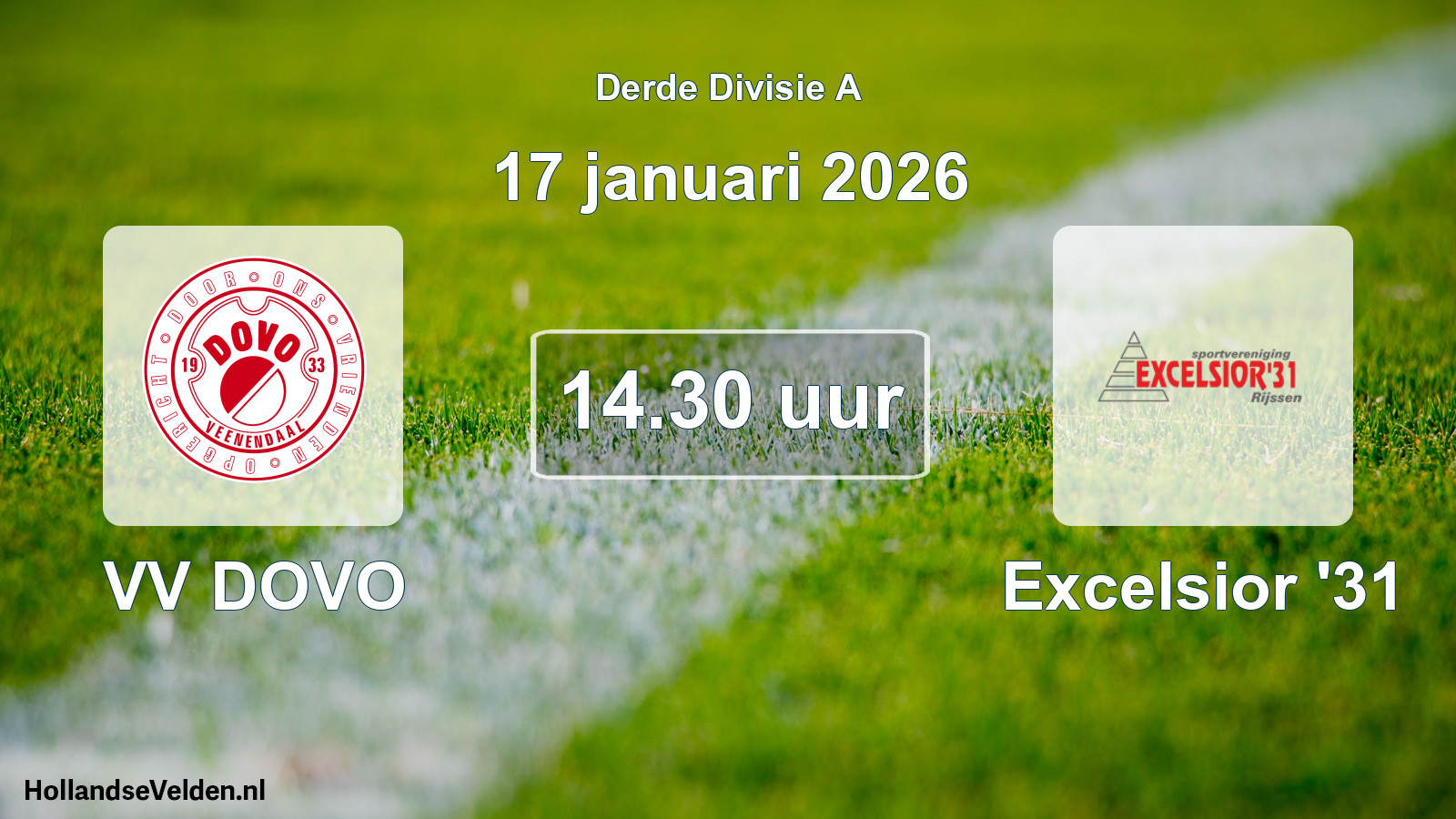 Geplande wedstrijd: VV DOVO - Excelsior '31 (17 januari 2026)
