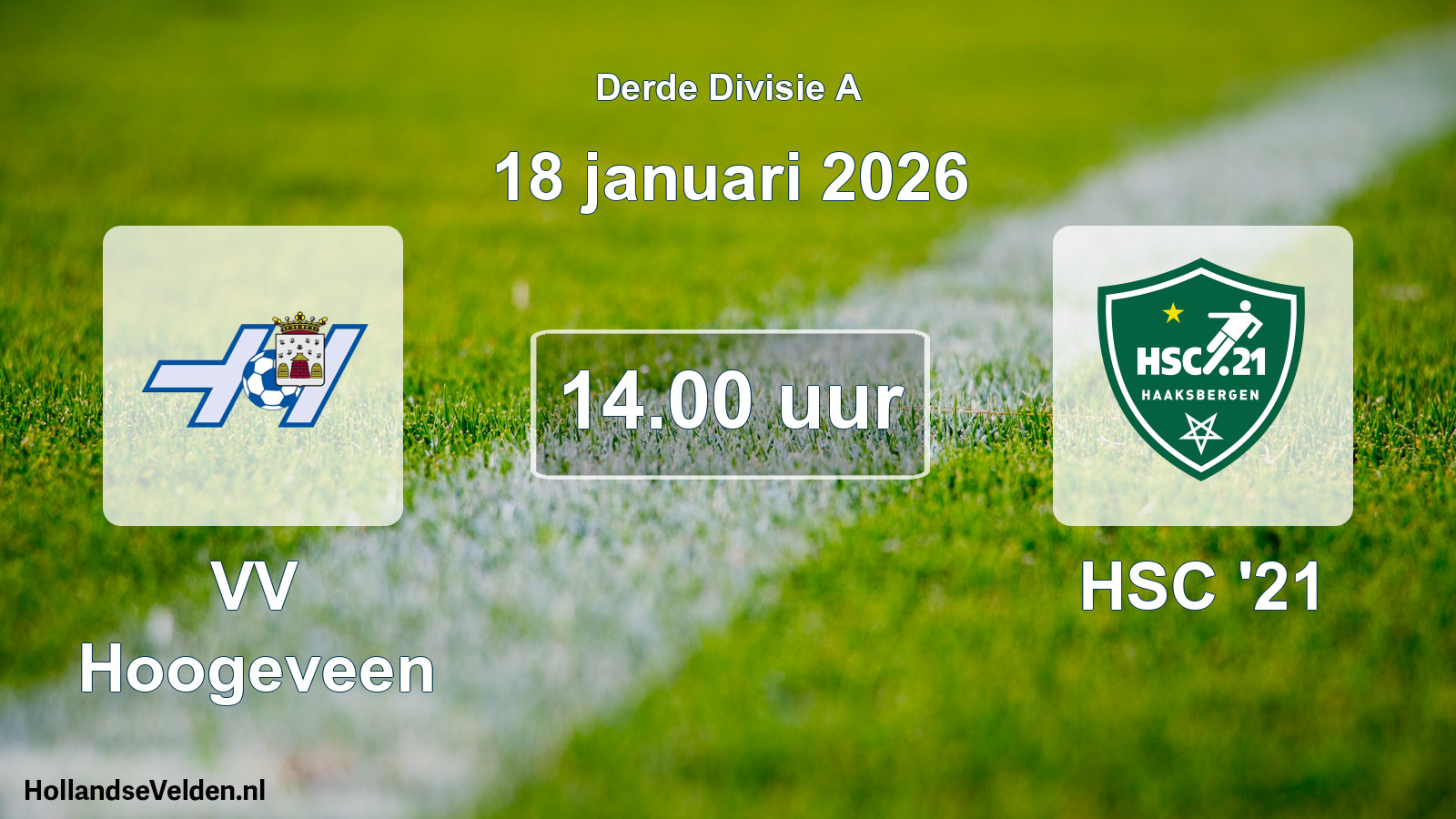 Geplande wedstrijd: VV Hoogeveen - HSC '21 (18 januari 2026)