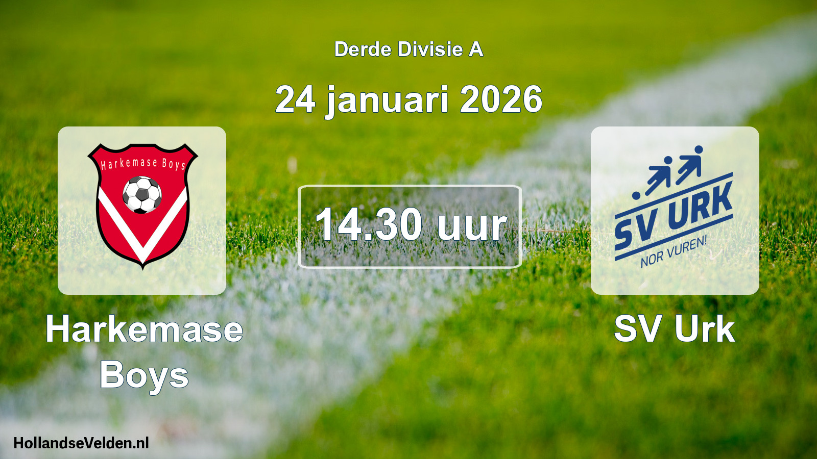 Geplande wedstrijd: Harkemase Boys - SV Urk (24 januari 2026)