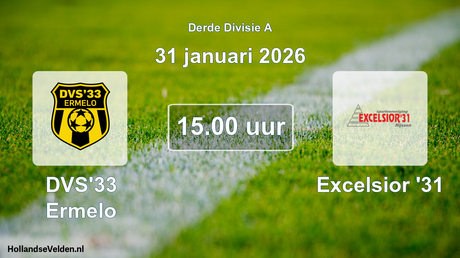 Geplande wedstrijd: DVS'33 Ermelo - Excelsior '31 (31 januari 2026)