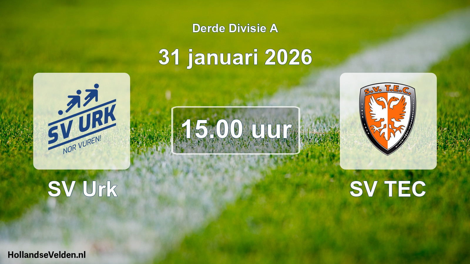 Geplande wedstrijd: SV Urk - SV TEC (31 januari 2026)
