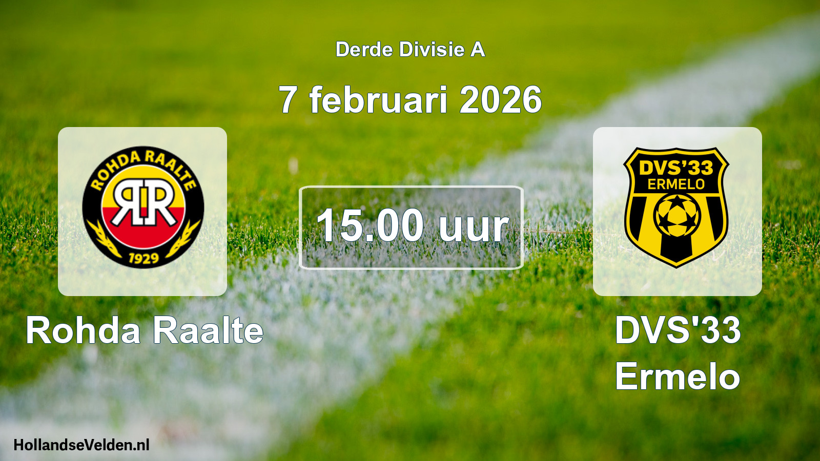 Geplande wedstrijd: Rohda Raalte - DVS'33 Ermelo (7 februari 2026)