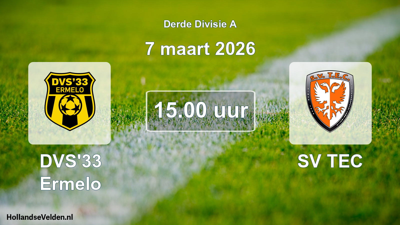Geplande wedstrijd: DVS'33 Ermelo - SV TEC (7 maart 2026)