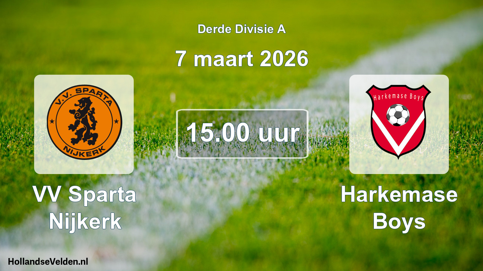 Geplande wedstrijd: VV Sparta Nijkerk - Harkemase Boys (7 maart 2026)