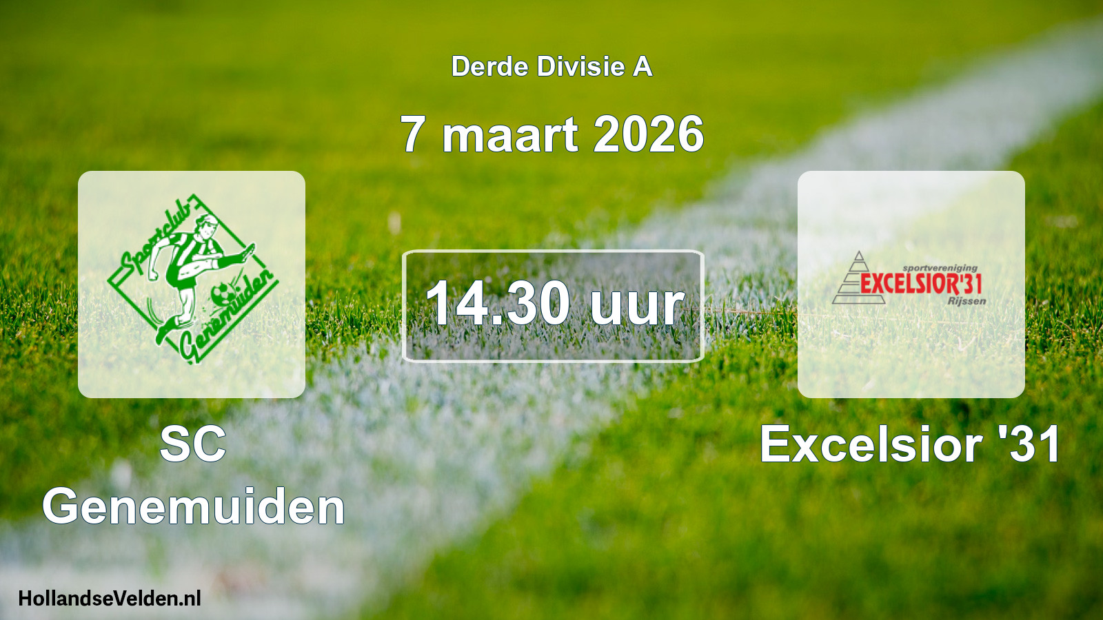 Geplande wedstrijd: SC Genemuiden - Excelsior '31 (7 maart 2026)