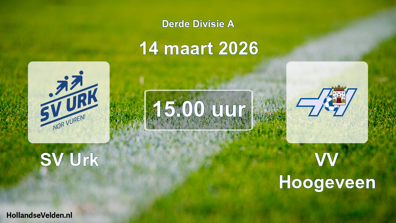 Geplande wedstrijd: SV Urk - VV Hoogeveen (14 maart 2026)
