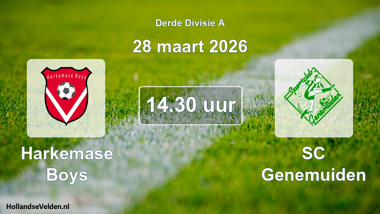 Geplande wedstrijd: Harkemase Boys - SC Genemuiden (28 maart 2026)