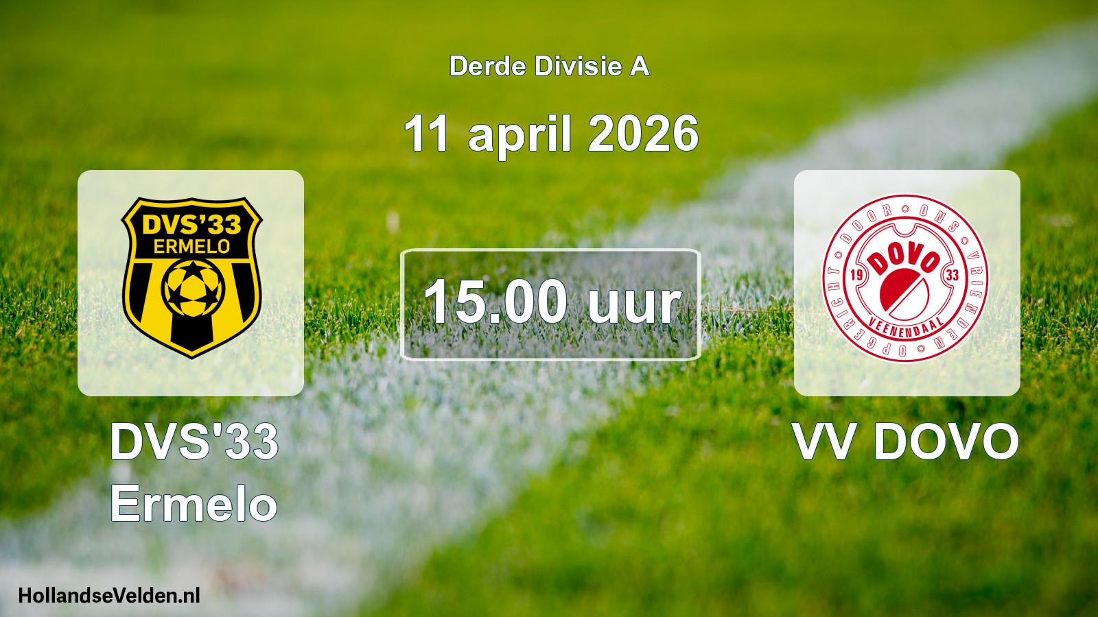 Geplande wedstrijd: DVS'33 Ermelo - VV DOVO (11 april 2026)