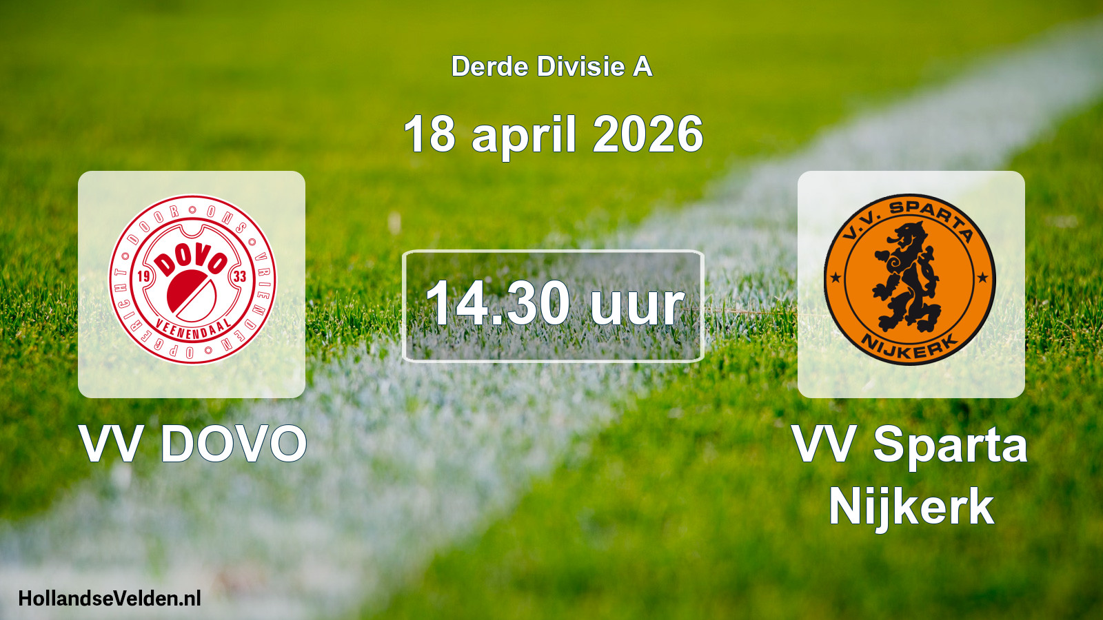 Geplande wedstrijd: VV DOVO - VV Sparta Nijkerk (18 april 2026)
