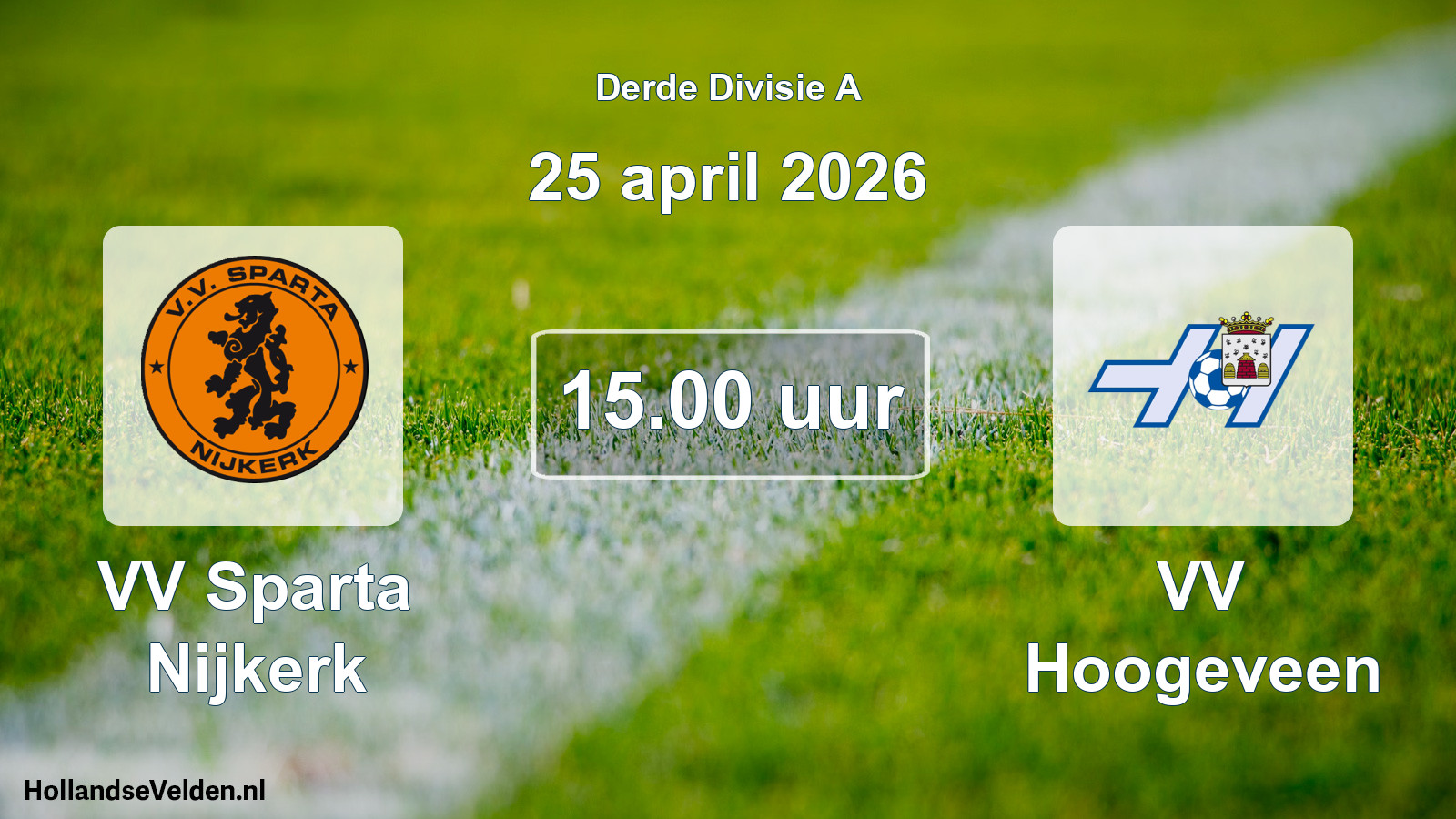 Scheduled Match: VV Sparta Nijkerk - VV Hoogeveen (25 April 2026)