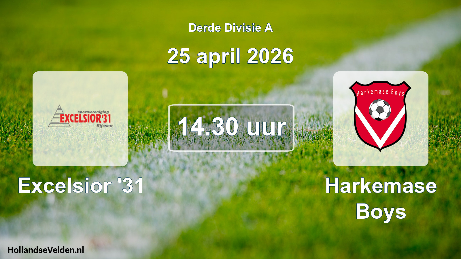 Geplande wedstrijd: Excelsior '31 - Harkemase Boys (25 april 2026)