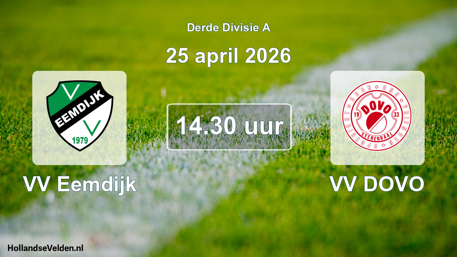 Geplande wedstrijd: VV Eemdijk - VV DOVO (25 april 2026)