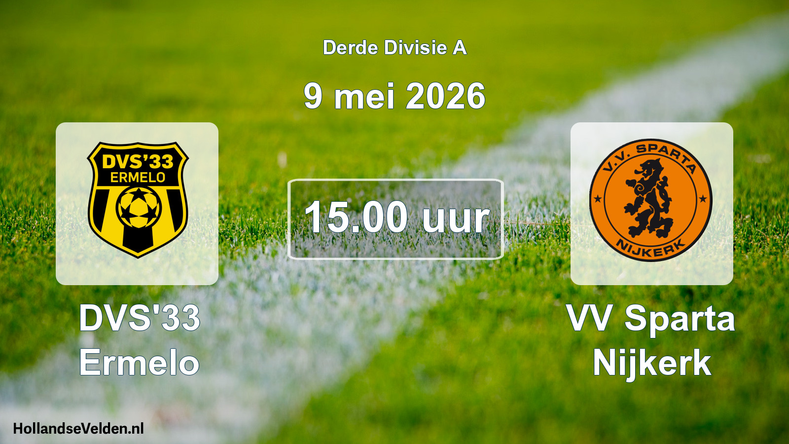 Geplande wedstrijd: DVS'33 Ermelo - VV Sparta Nijkerk (9 mei 2026)