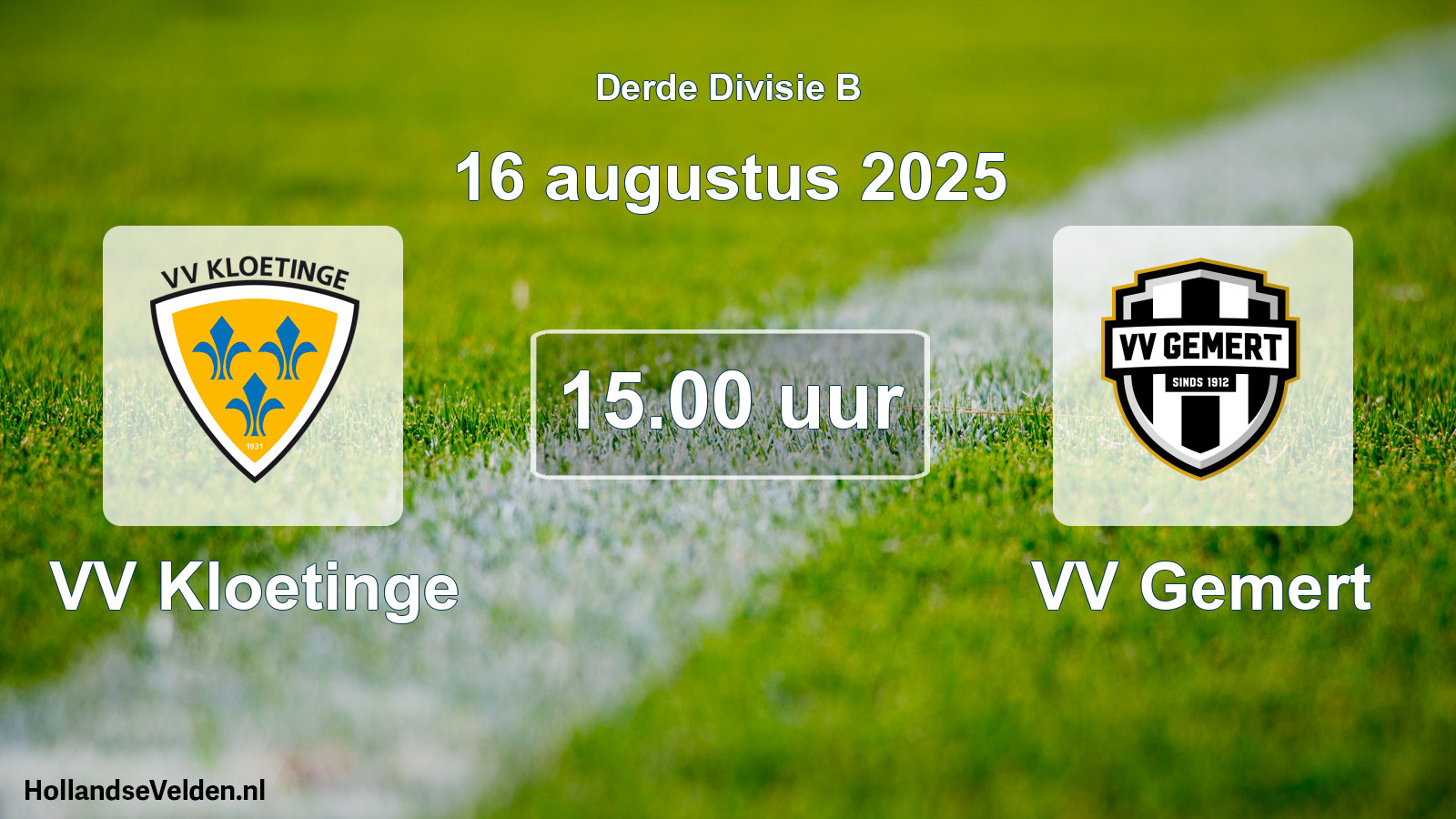 Geplande wedstrijd: VV Kloetinge - VV Gemert (16 augustus 2025)