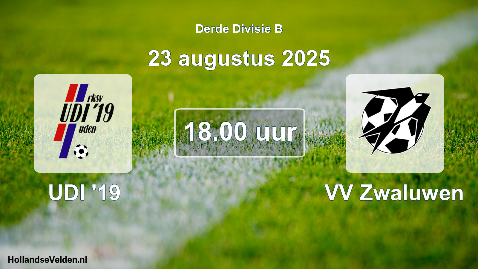 Geplande wedstrijd: UDI '19 - VV Zwaluwen (23 augustus 2025)
