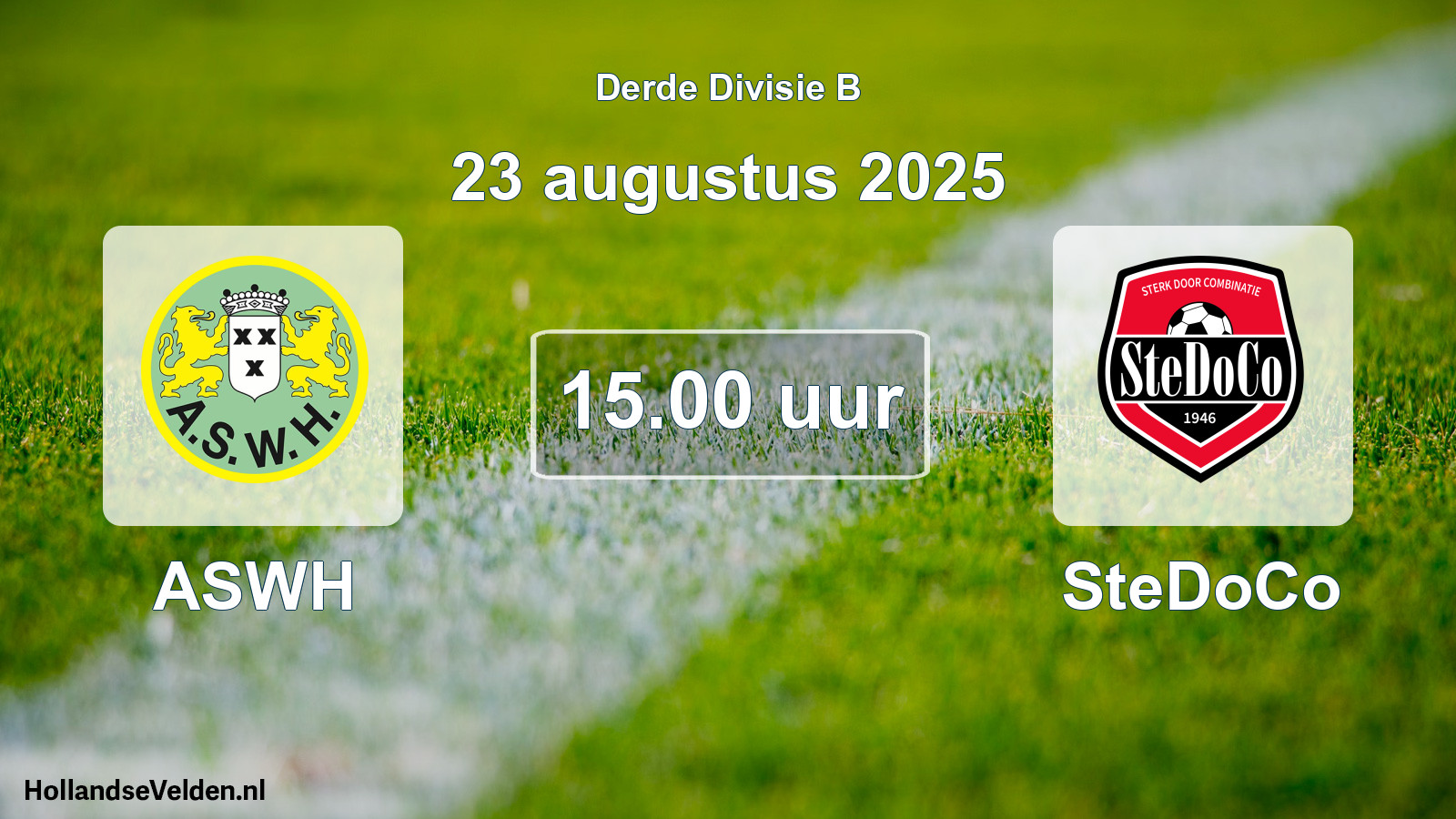 Geplande wedstrijd: ASWH - SteDoCo (23 augustus 2025)