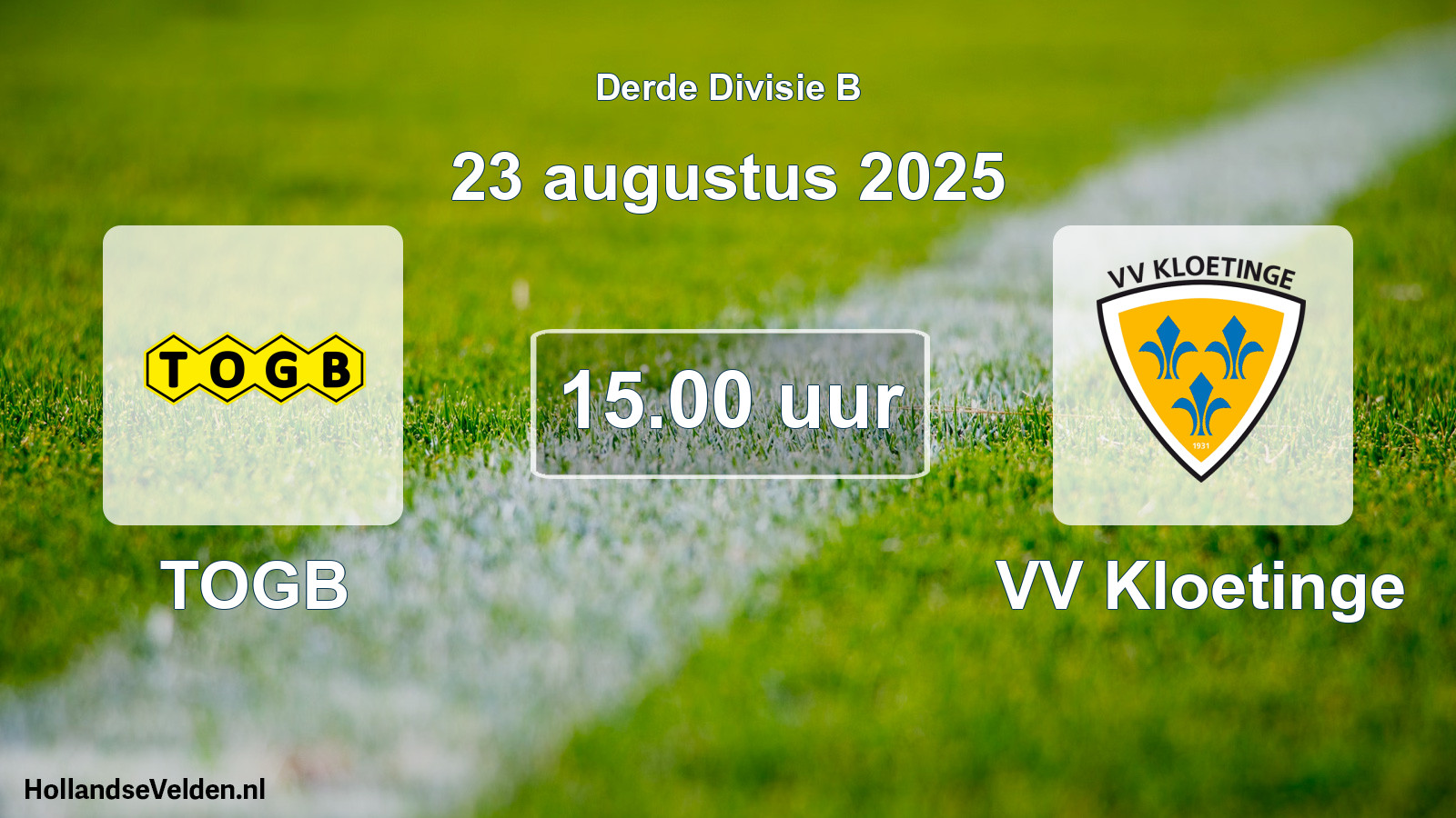 Geplande wedstrijd: TOGB - VV Kloetinge (23 augustus 2025)