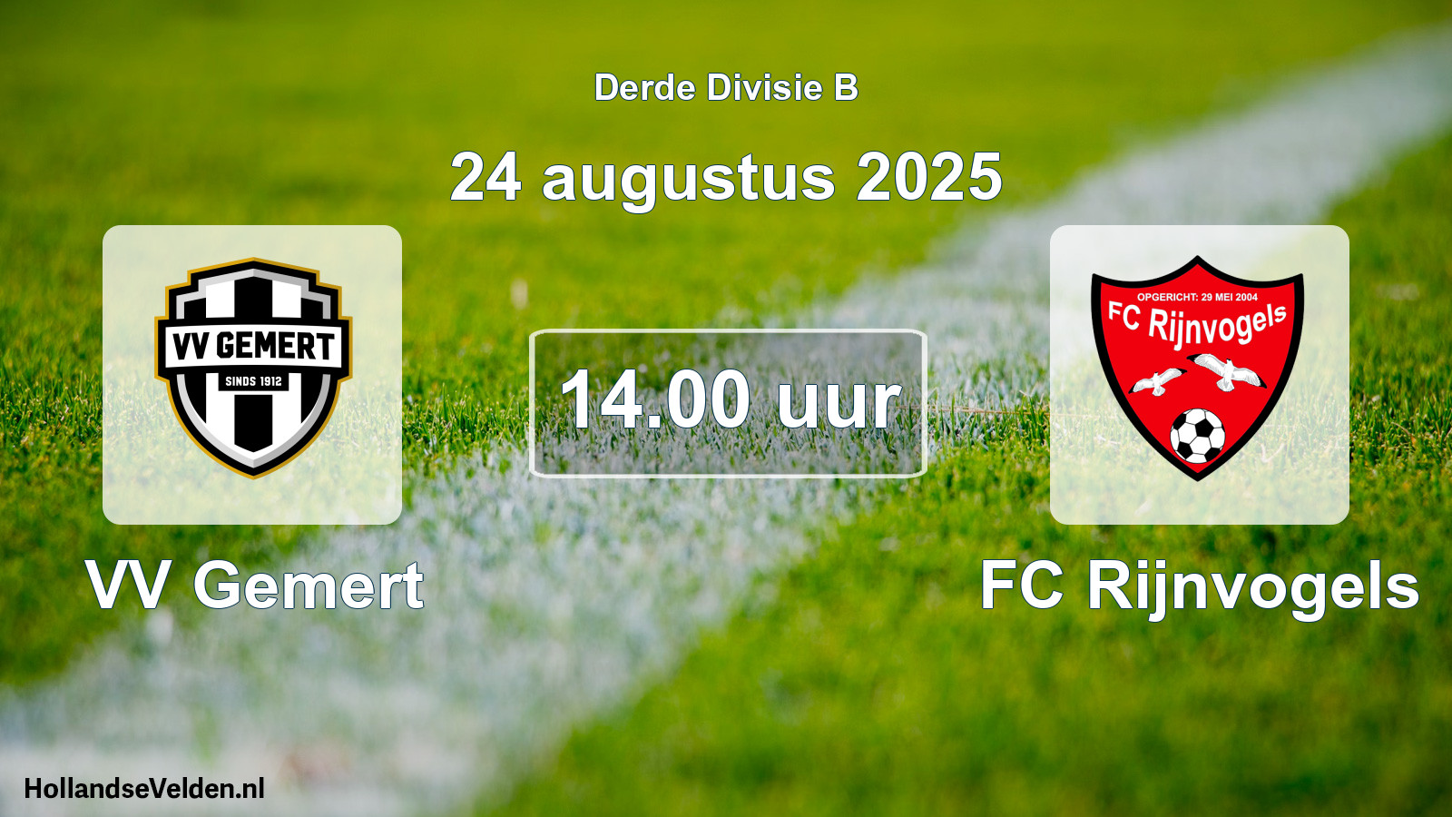 Geplande wedstrijd: VV Gemert - FC Rijnvogels (24 augustus 2025)