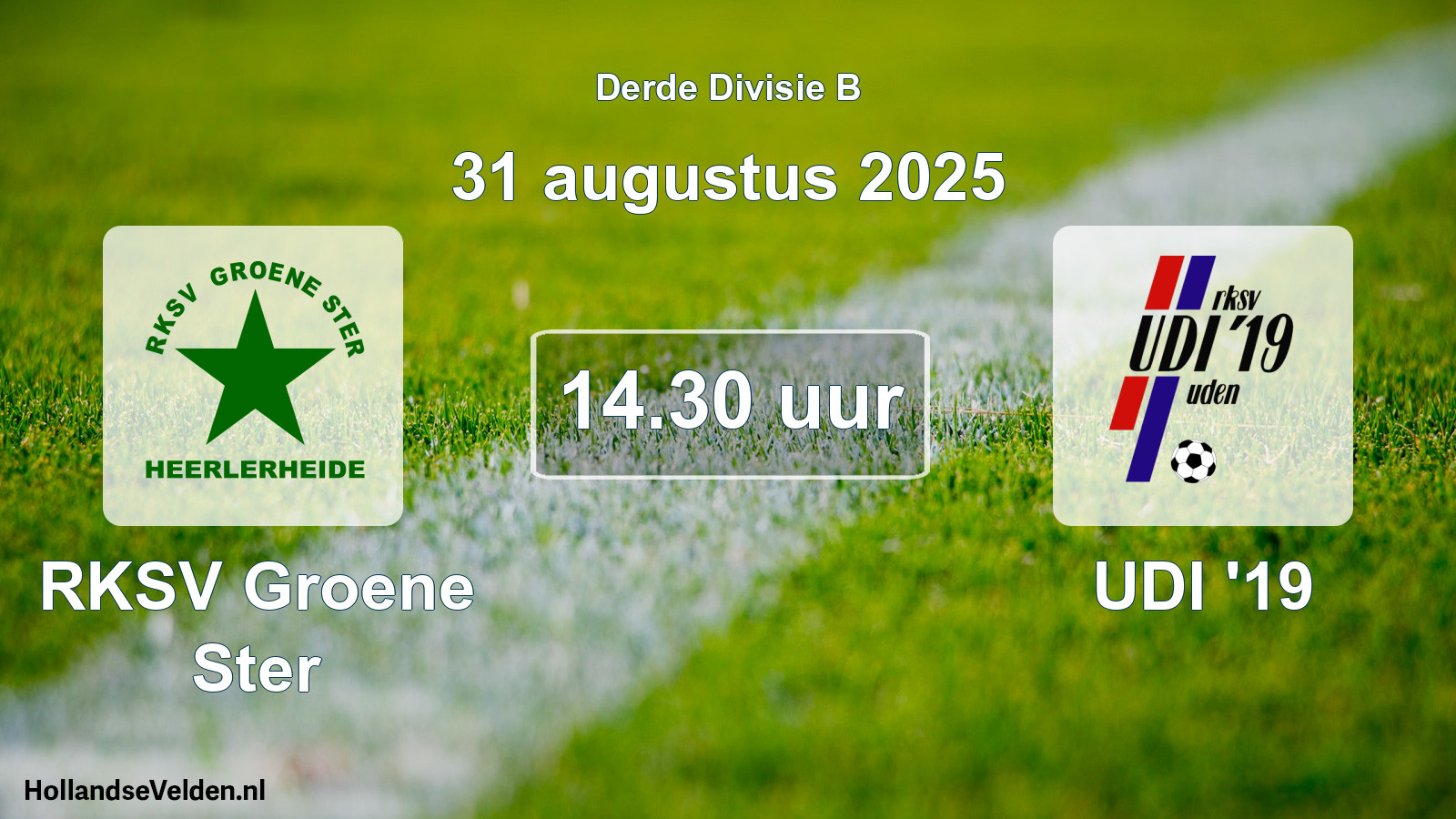 Geplande wedstrijd: RKSV Groene Ster - UDI '19 (31 augustus 2025)
