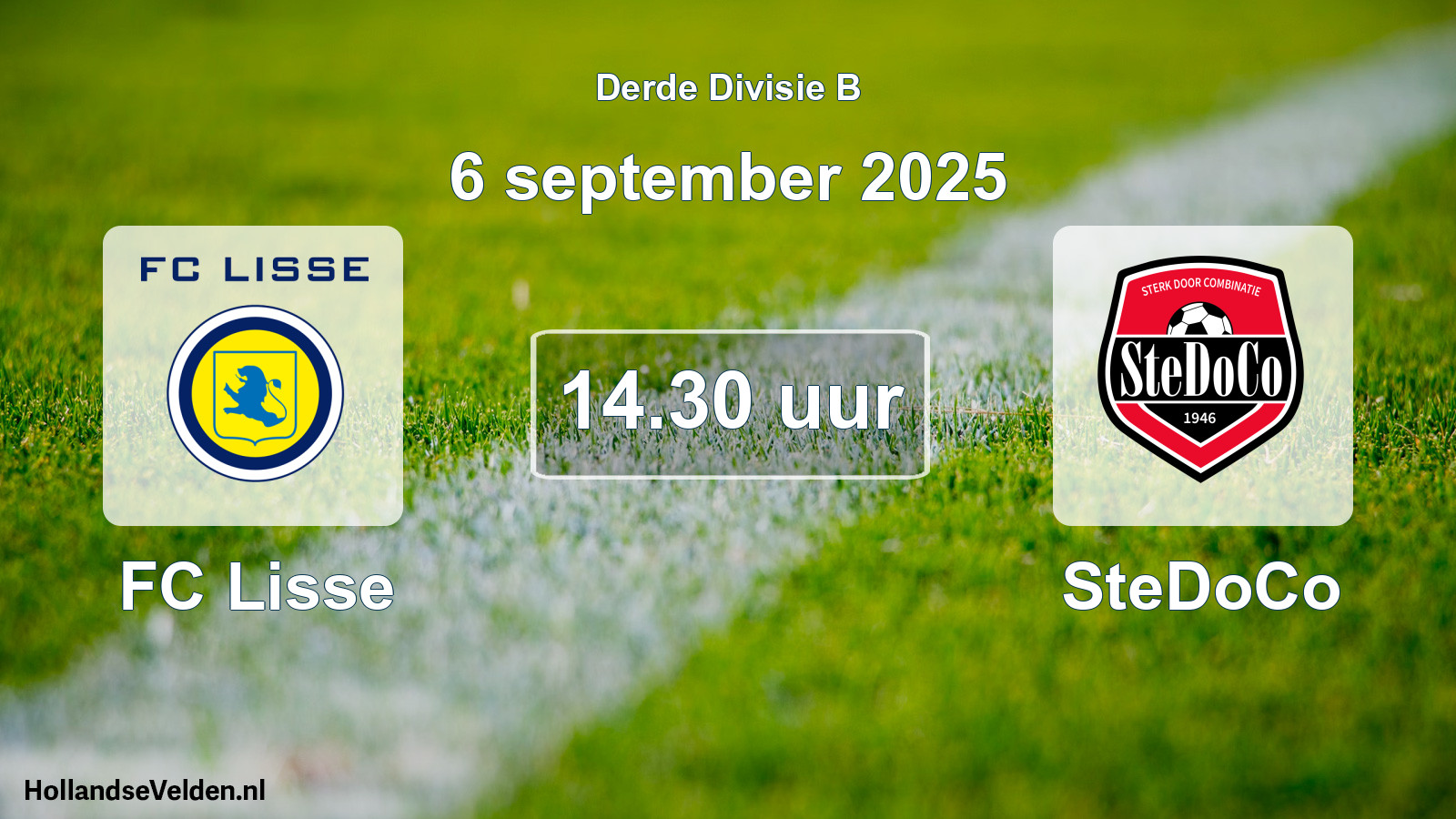 Geplande wedstrijd: FC Lisse - SteDoCo (6 september 2025)