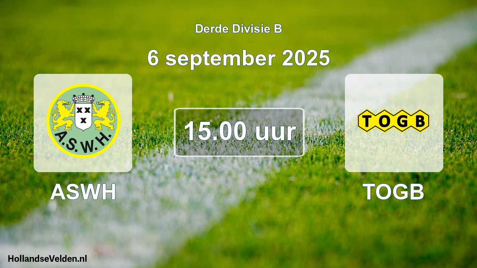Geplande wedstrijd: ASWH - TOGB (6 september 2025)