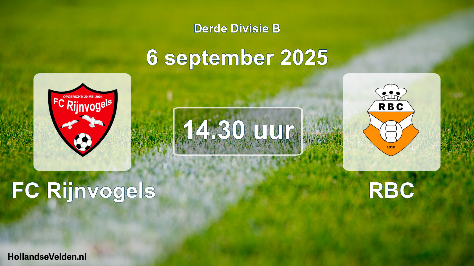 Geplande wedstrijd: FC Rijnvogels - RBC (6 september 2025)