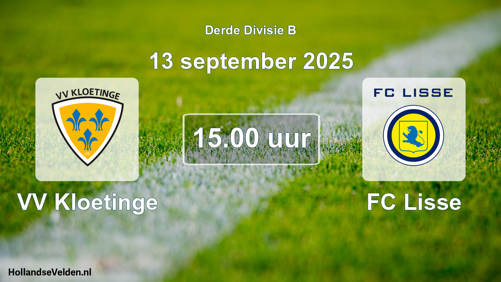 Geplande wedstrijd: VV Kloetinge - FC Lisse (13 september 2025)