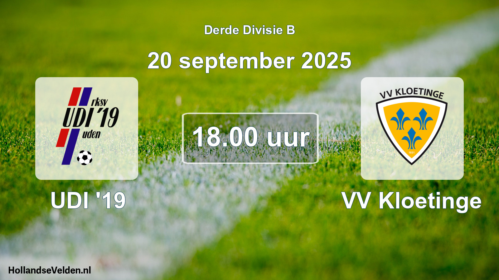 Geplande wedstrijd: UDI '19 - VV Kloetinge (20 september 2025)
