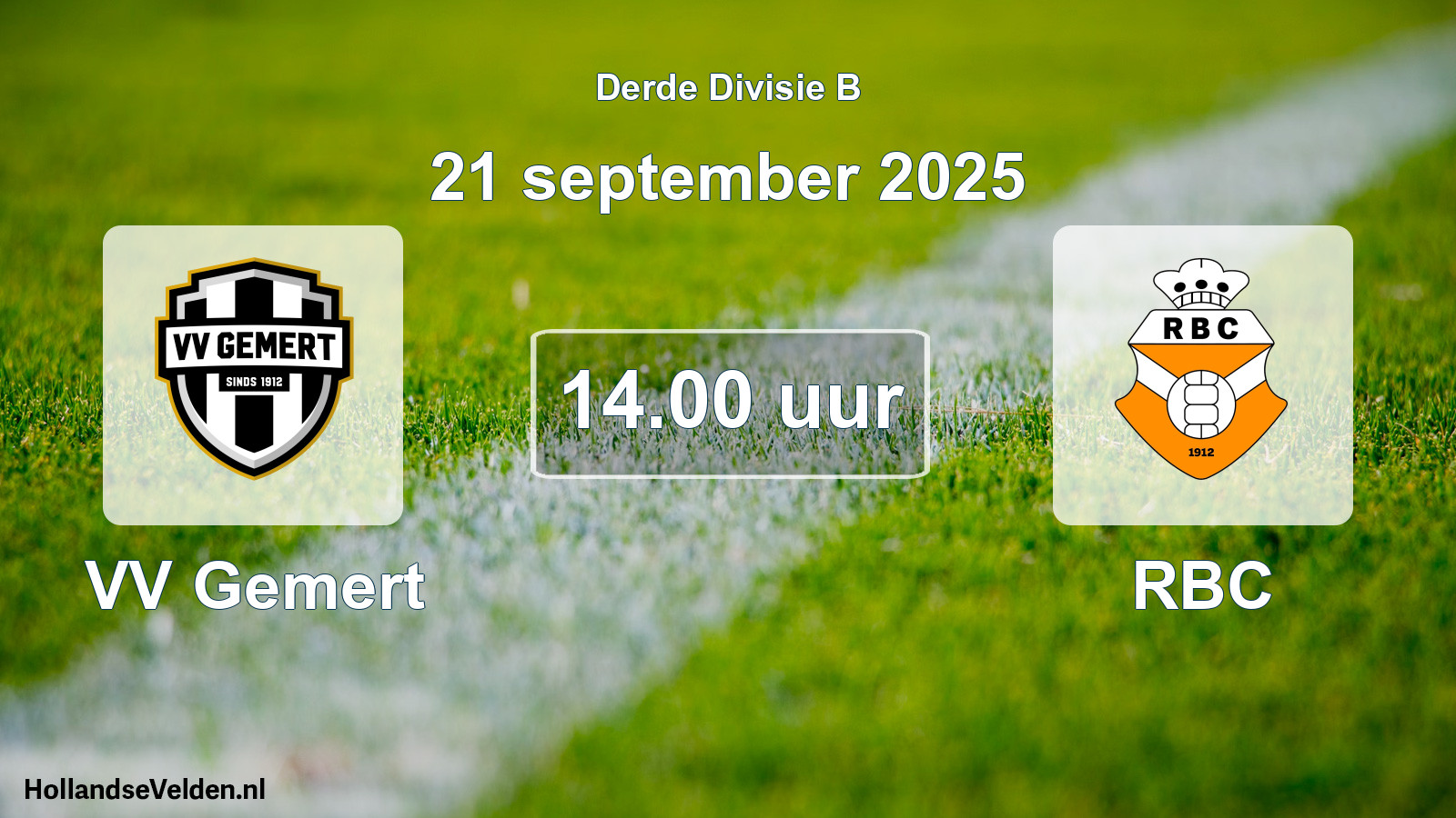 Geplande wedstrijd: VV Gemert - RBC (21 september 2025)
