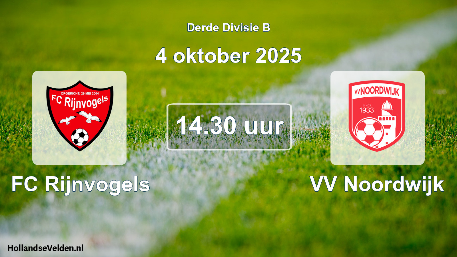 Geplande wedstrijd: FC Rijnvogels - VV Noordwijk (4 oktober 2025)