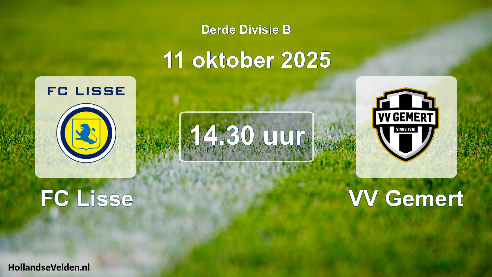 Geplande wedstrijd: FC Lisse - VV Gemert (11 oktober 2025)